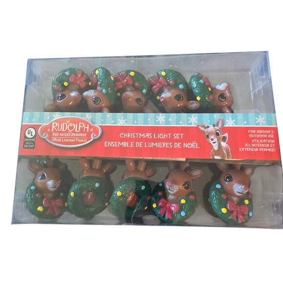 Kurt Adler 10-Light Rudolph The Red Nose Reindeer Light Set Christmas NEW - Picture 3 of 4